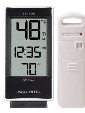AcuRite Indoor and Outdoor Thermometer with Temperature and Clock; Battery-Power